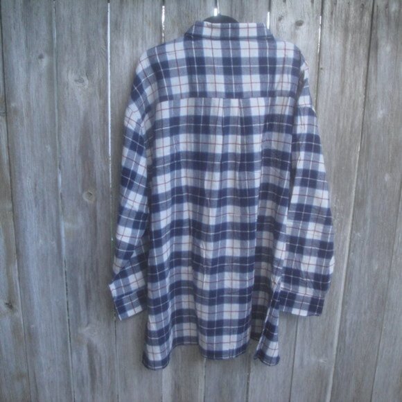 NEW Foxfire Shirt Men's Size 4XB Flannel Cotton Button Down Blue White Plaid - Picture 3 of 3